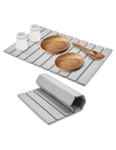 Alfombrilla de Secado de Platos TDCOKHE 24x40 cm Gris Diatomácea