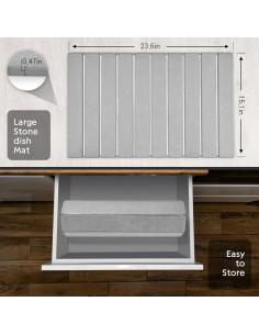 Alfombrilla de Secado de Platos TDCOKHE 24x40 cm Gris Diatomácea 2