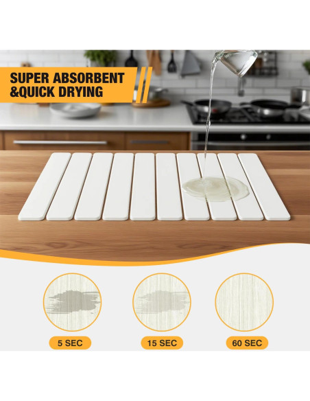 Alfombrilla de Secado Diatomácea Blanco 58x39 cm - DDM100