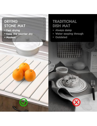 Alfombrilla de Secado Diatomácea Blanco 58x39 cm - DDM100