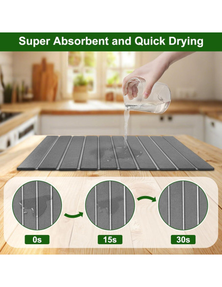 Alfombrilla de Secado de Platos Wishfly 61x40.6cm Diatomita