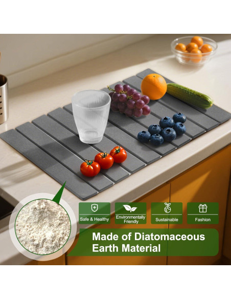 Alfombrilla de Secado de Platos Wishfly 61x40.6cm Diatomita