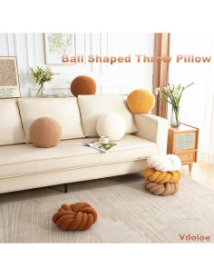 Cojín Decorativo Esférico Vdoioe 30 cm Blanco Crema Moderno 2