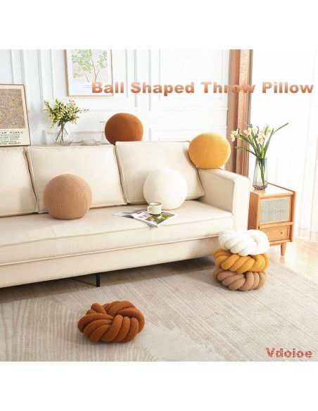 Cojín Decorativo Esférico Vdoioe 30 cm Blanco Crema Moderno
