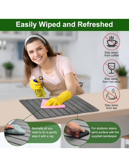 Alfombrilla de Secado de Platos Wishfly 61x40.6cm Diatomita