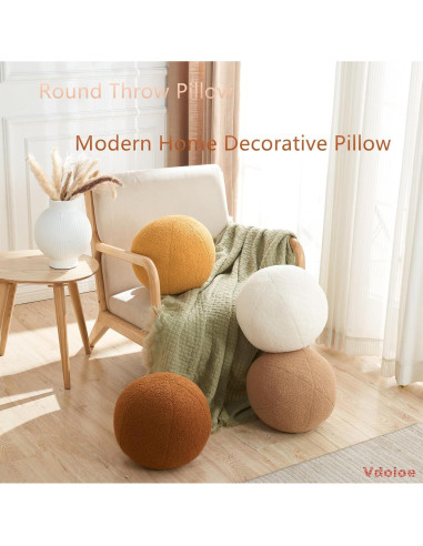 Cojín Decorativo Esférico Vdoioe 30 cm Blanco Crema Moderno