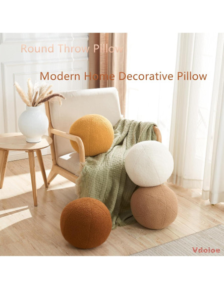 Cojín Decorativo Esférico Vdoioe 30 cm Blanco Crema Moderno