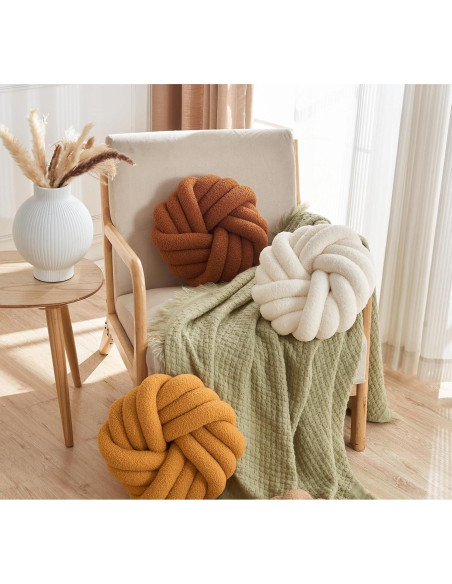 Cojín Decorativo Esférico Vdoioe 30 cm Blanco Crema Moderno