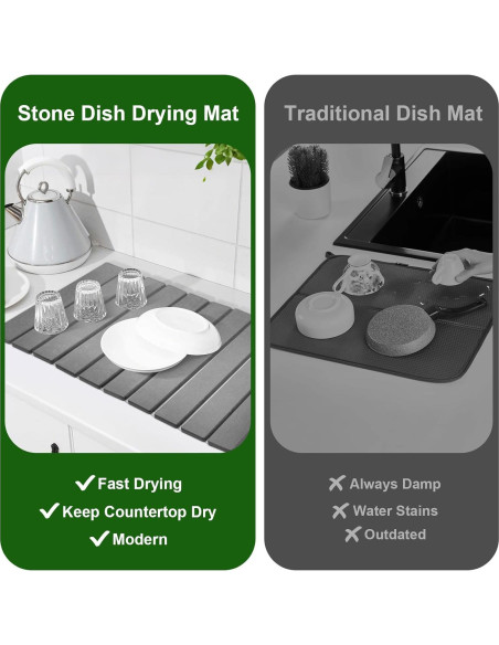 Alfombrilla de Secado de Platos Wishfly 61x40.6cm Diatomita