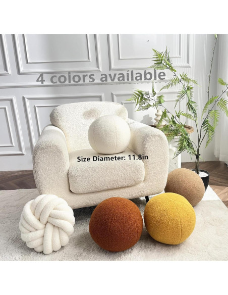 Cojín Decorativo Esférico Vdoioe 30 cm Blanco Crema Moderno
