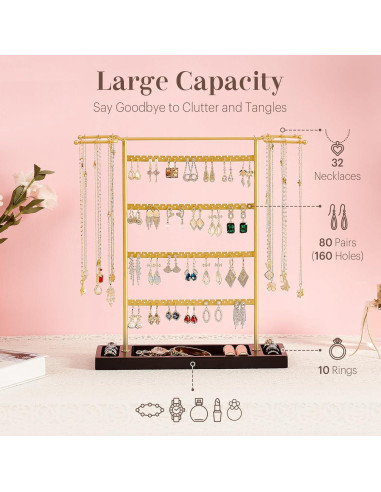 Organizador de Joyería Pinzoveco, Soporte 4 Niveles para Pendientes