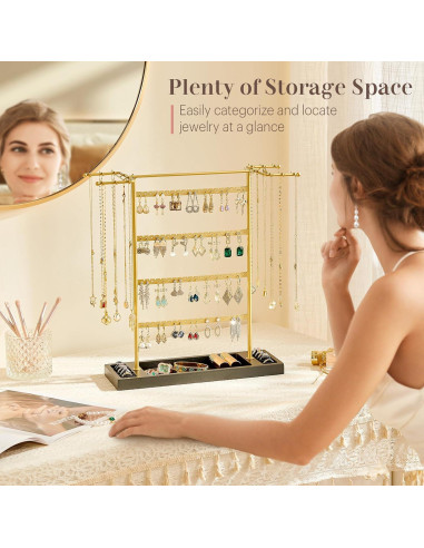 Organizador de Joyería Pinzoveco, Soporte 4 Niveles para Pendientes