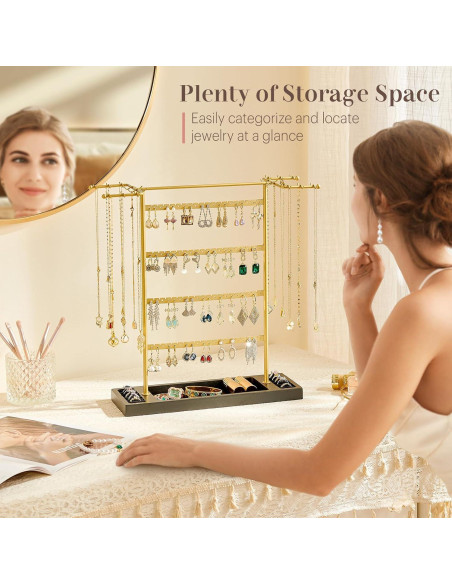 Organizador de Joyería Pinzoveco, Soporte 4 Niveles para Pendientes