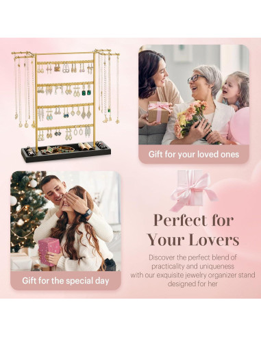 Organizador de Joyería Pinzoveco, Soporte 4 Niveles para Pendientes