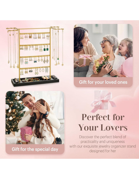 Organizador de Joyería Pinzoveco, Soporte 4 Niveles para Pendientes