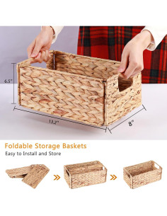 Cesta de Almacenamiento Vagusicc Tejida a Mano 33.7x20.3cm 2