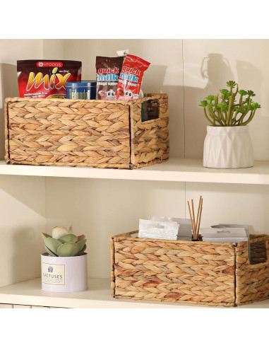 Cesta de Almacenamiento Vagusicc Tejida a Mano 33.7x20.3cm