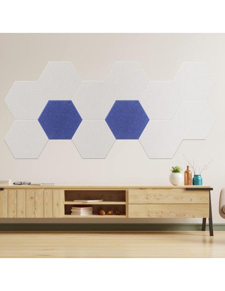 Paneles Acústicos Hexagonales Tao.space Marino 12 Piezas 35.56x30.48cm