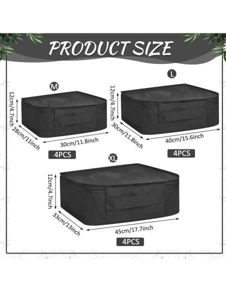 Cubos de Empaque Silkfly 12 Pcs Organizador de Viaje Negro