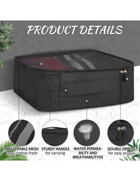Cubos de Empaque Silkfly 12 Pcs Organizador de Viaje Negro