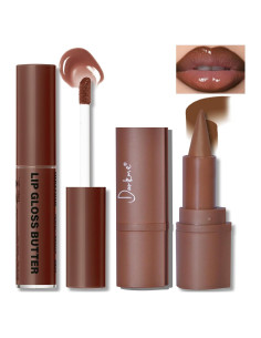 Set de Labios HOSAILY: Lápiz Labial Marrón Claro y Gloss Hidratante