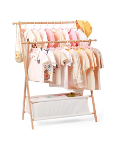 Perchero de Bambú para Niños Relquorax con Almacenamiento