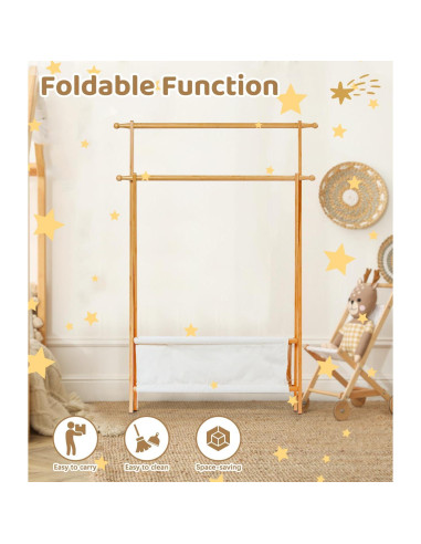 Perchero de Bambú para Niños Relquorax con Almacenamiento