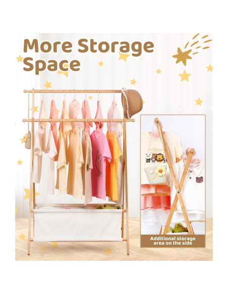 Perchero de Bambú para Niños Relquorax con Almacenamiento Perchero de Bambú para Niños Relquorax con Almacenamiento