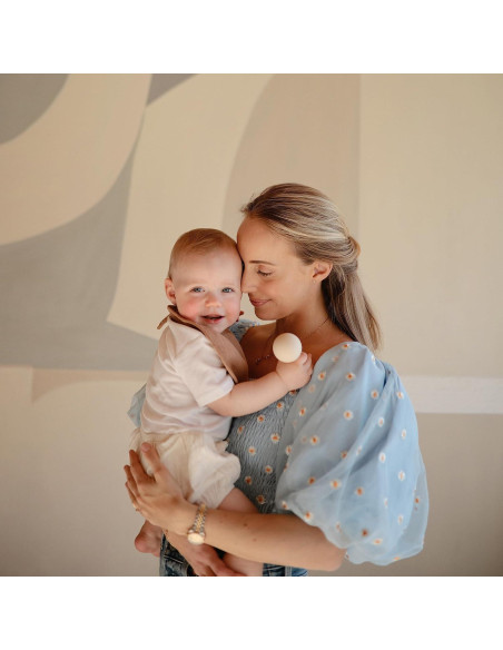 Sonajero de Silicona para Bebés Mushie Rosa 4x13 cm