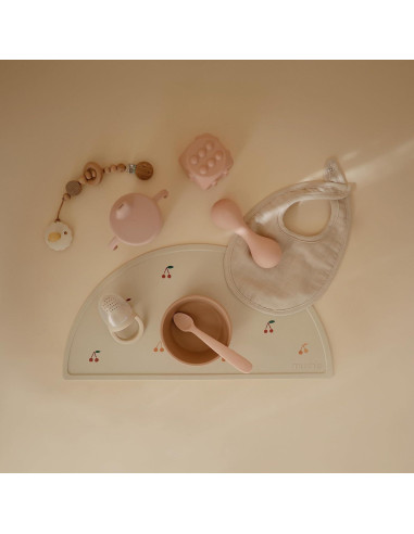 Sonajero de Silicona para Bebés Mushie Rosa 4x13 cm