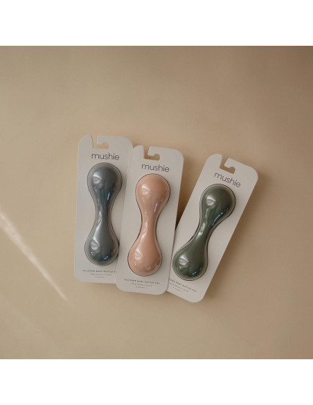 Sonajero de Silicona para Bebés Mushie Rosa 4x13 cm