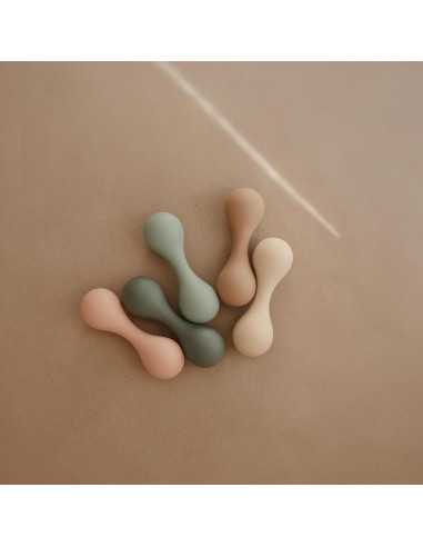 Sonajero de Silicona para Bebés Mushie Rosa 4x13 cm