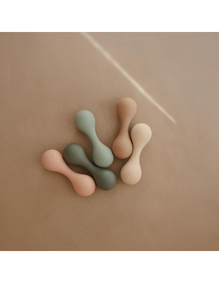 Sonajero de Silicona para Bebés Mushie Rosa 4x13 cm