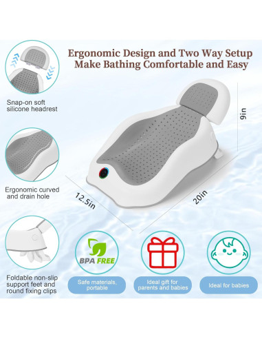 Soporte de Baño para Bebés NFSVLB Gris - Ajustable y Antideslizante