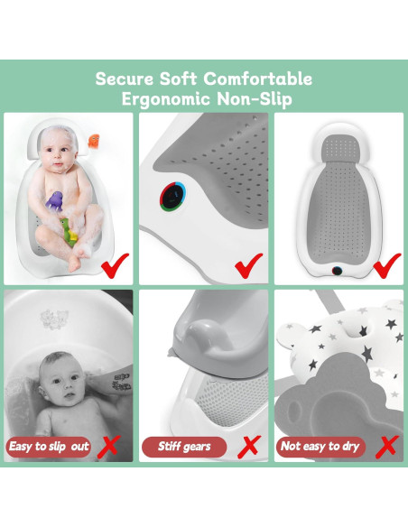 Soporte de Baño para Bebés NFSVLB Gris - Ajustable y Antideslizante