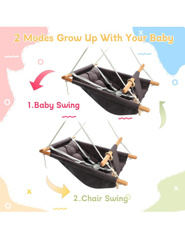 Columpio para Bebés Tislly Ajustable con Cinturón de Seguridad