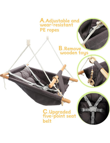 Columpio para Bebés Tislly Ajustable con Cinturón de Seguridad