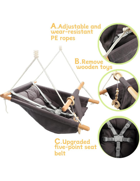 Columpio para Bebés Tislly Ajustable con Cinturón de Seguridad