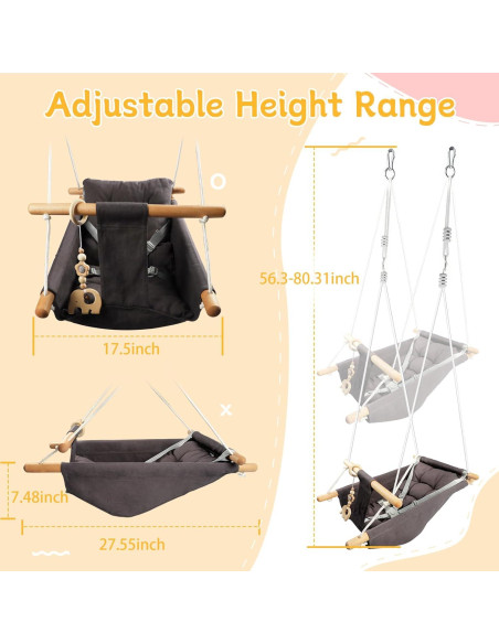 Columpio para Bebés Tislly Ajustable con Cinturón de Seguridad