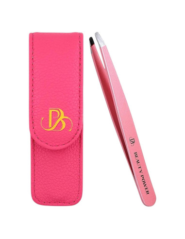 Pinzas Inclinadas Beauty Power - Acero Inoxidable Rosa
