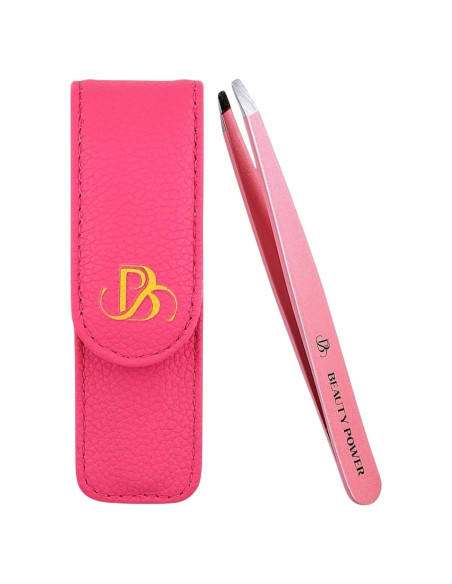 Pinzas Inclinadas Beauty Power - Acero Inoxidable Rosa