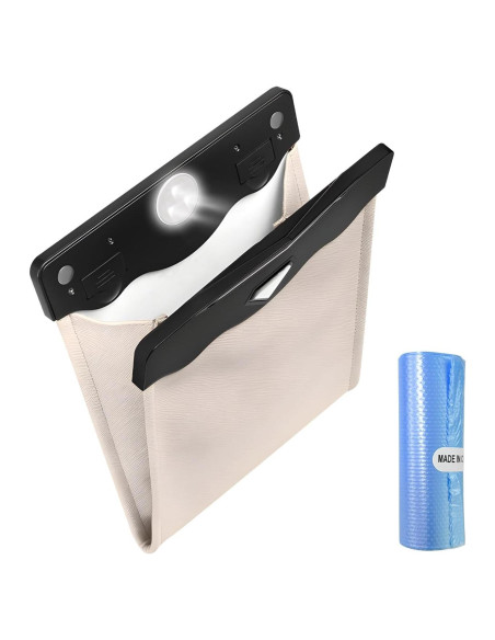Cubo de Basura Colgante para Auto Yourkar Beige LED Magnético