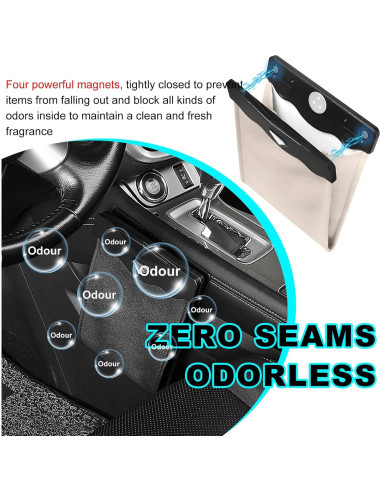 Cubo de Basura Colgante para Auto Yourkar Beige LED Magnético