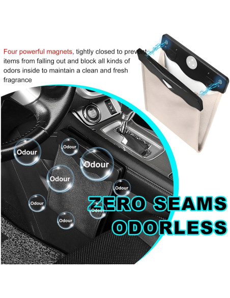 Cubo de Basura Colgante para Auto Yourkar Beige LED Magnético