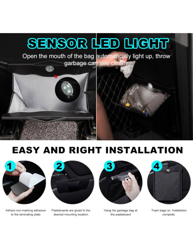 Cubo de Basura Colgante para Auto Yourkar Beige LED Magnético