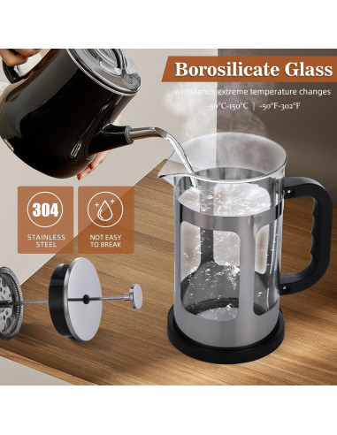 Cafetera Prensa Francesa Dircolz 21oz Acero Inoxidable 304