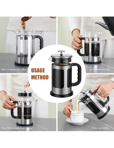 Cafetera Prensa Francesa Dircolz 21oz Acero Inoxidable 304