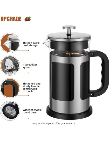 Cafetera Prensa Francesa Dircolz 21oz Acero Inoxidable 304