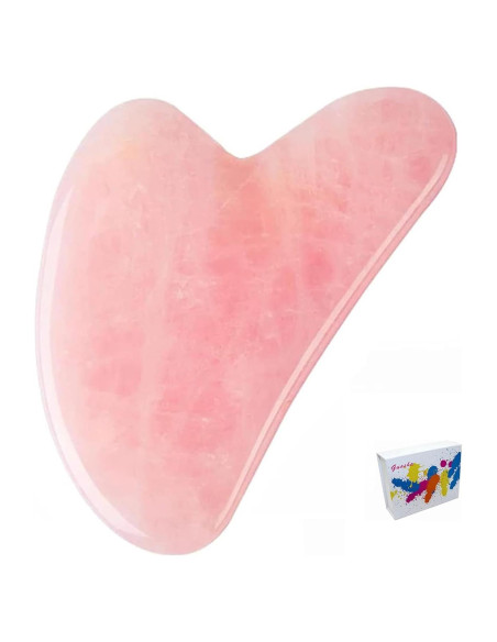 Herramienta Gua Sha Facial de Cuarzo Rosa Chenghao 7.9cm