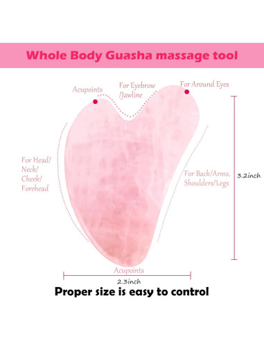 Herramienta Gua Sha Facial de Cuarzo Rosa Chenghao 7.9cm